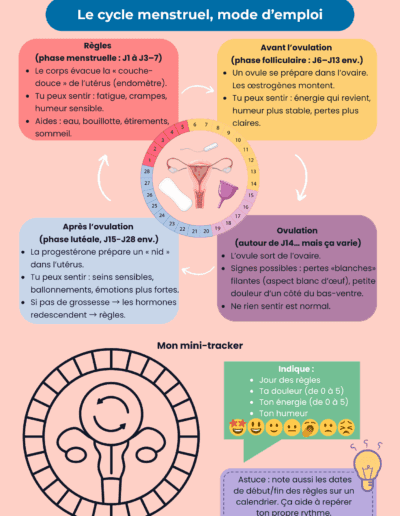 fiche ressources gratuites cycle menstruel mode d'emploi français bonus gratuit